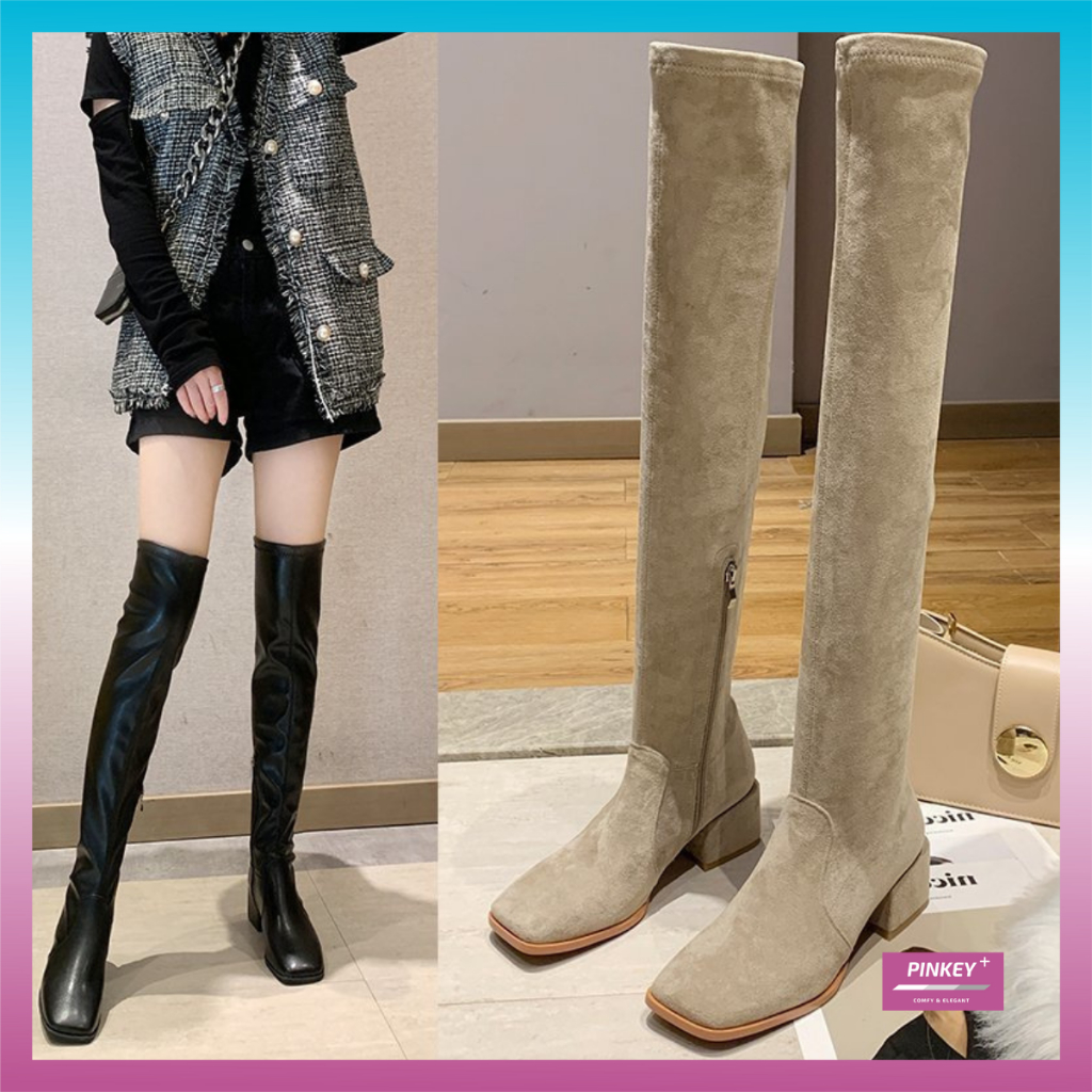 ✅PINKEY P214 SEPATU TINGGI LONG BOOTS FLAT FASHION KOREA IMPORT