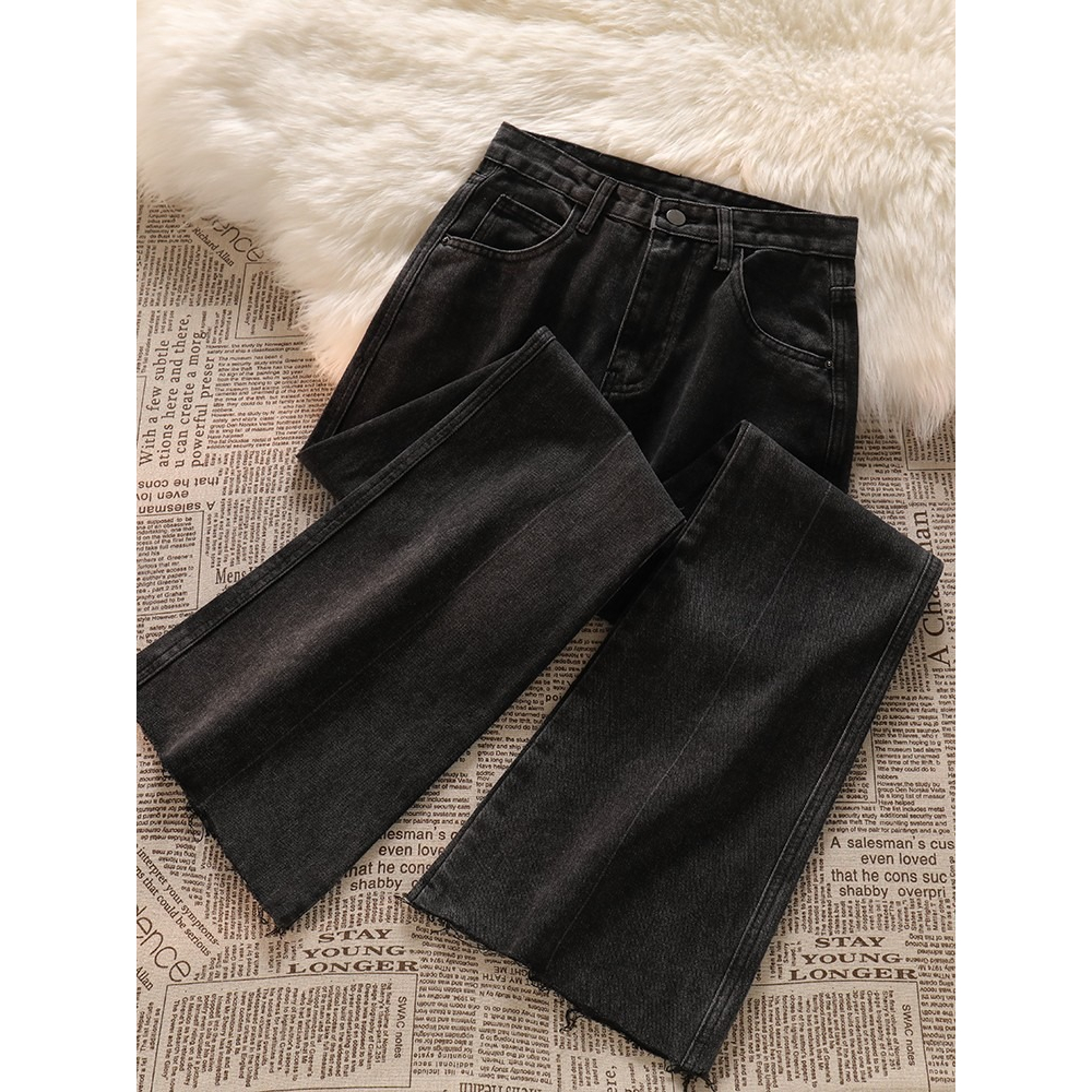 Cutbray Loose Jeans Wantia Korea Terbaru / Highwaist Rawis Celana Jeans Wanita(realpict)