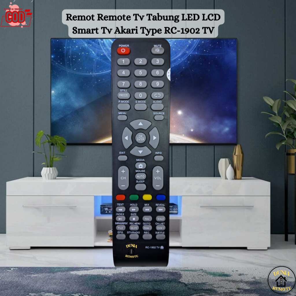 Remot Remote Tv Akari Tabung LED LCD Smart Type RC-1902 TV