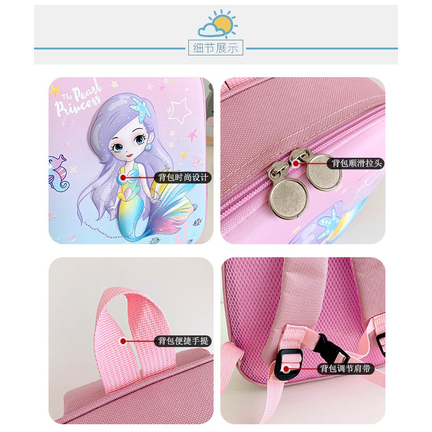 100 IMPORT Tas Sekolah Anak TK / PAUD Karakter Unicorn Putri Duyung Astronot Super Ringan Tas Ransel Timbul Anak Laki Laki Perempuan