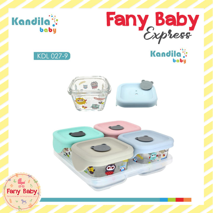 KANDILA BABY PRINTED GLASS FOOD CONTAINER 180ML 4PCS / KDL027-9