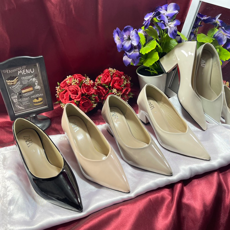 Heels Tahu 6cm Glossy Polos ZR TMT Kemilau Shoes