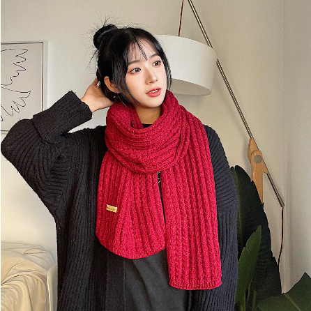 Scarf Syal Leher Rajut Wanita Winter Musim Dingin