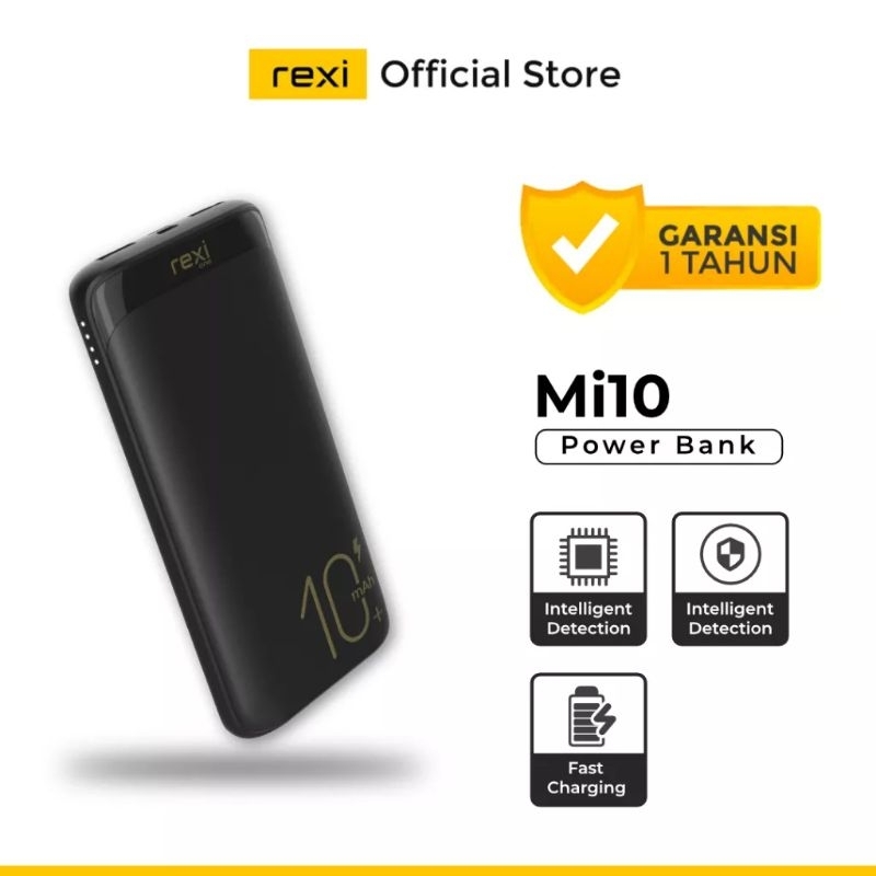 Rexi Mi10 Powerbank 10000mAh Fast Charging 2.4A Dual Output Flight Friendly