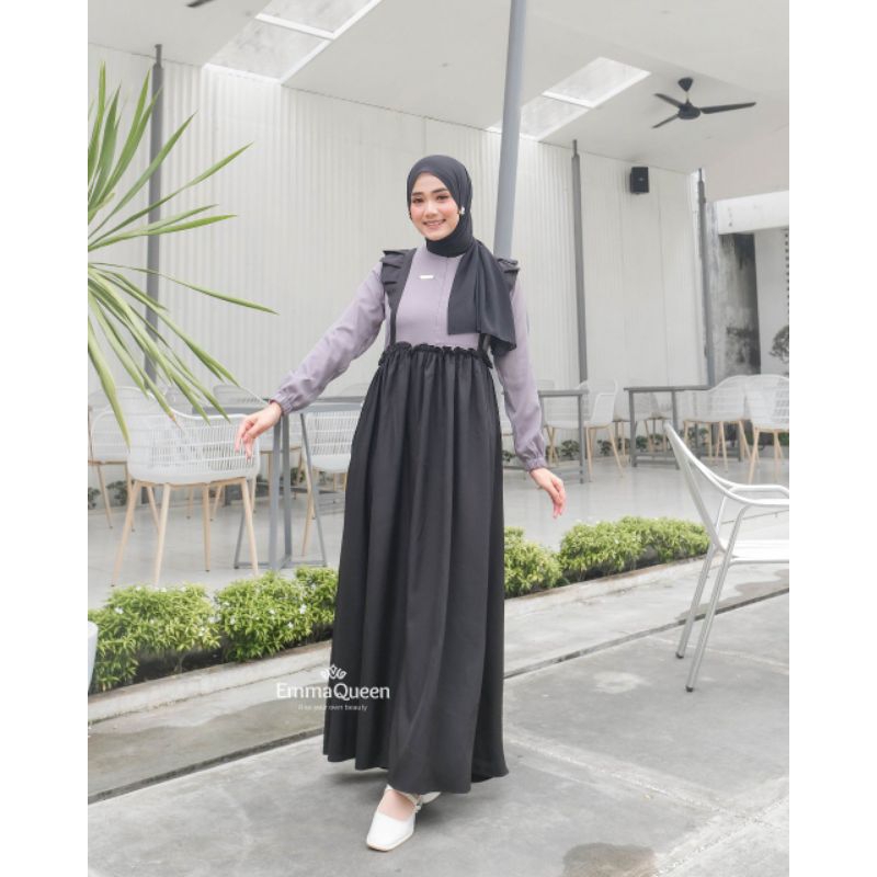 EmmaQueen - Gamis Muslim Simple Dress Silk - Ervita Dress New