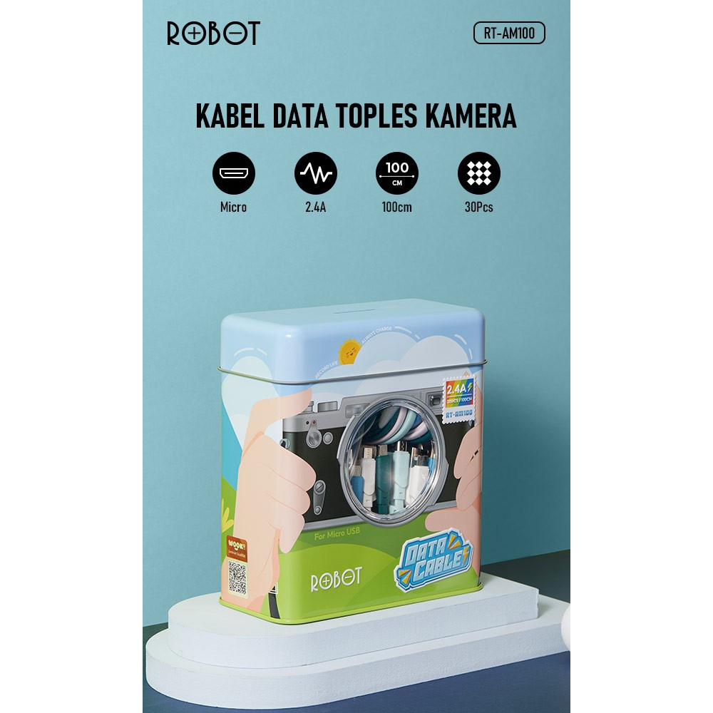 ROBOT RT-AM100 Micro USB Kabel Data Android Cable Colorful 2.4A 1M-PCS