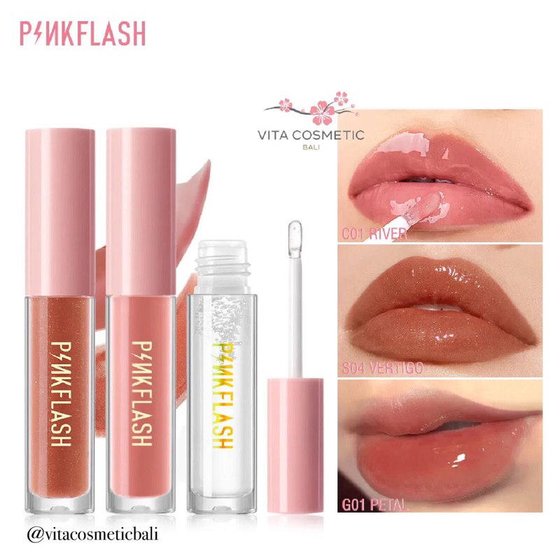 PinkFlash Lasting Glossy Lip Gloss Pelembab Bibir pink flash