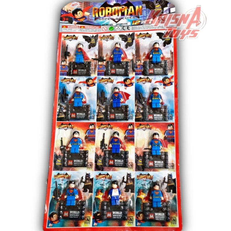 MAINAN BALOK SUSUN FIGURE SUPERHERO/BRICKS SUPERMAN isi 12pcs/Lembar