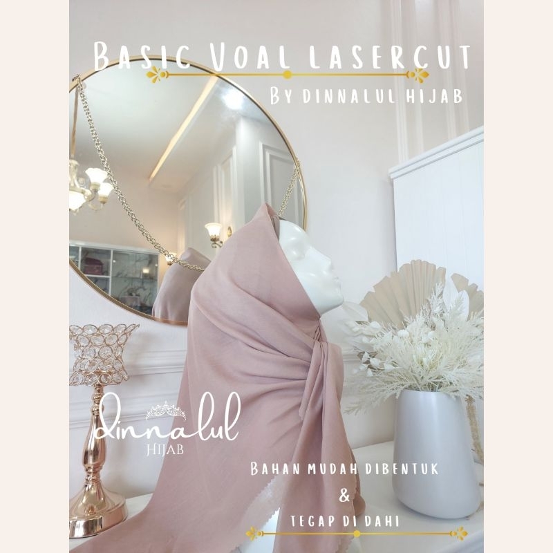 HIJAB SEGIEMPAT VOAL LASERCUT BASIC VOAL By Dinnalul Hijab FREE POUCH