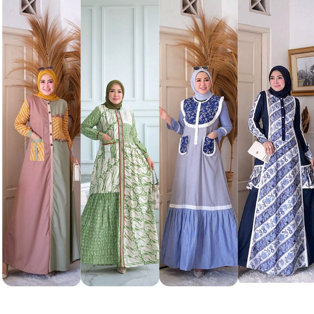 Dress Batik Andini Santika Aruna Agra Rahayu Rumi Sukma Maxy Dress Katun Batik Premium U2C n Sister 