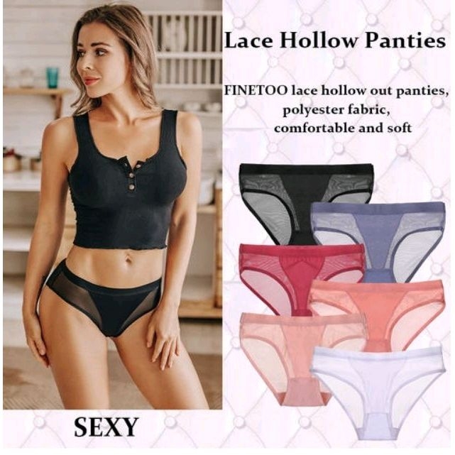 FINETOO FT75 Sexy Celana Dalam Wanita Transparent Sport Brief Women Panty Soft