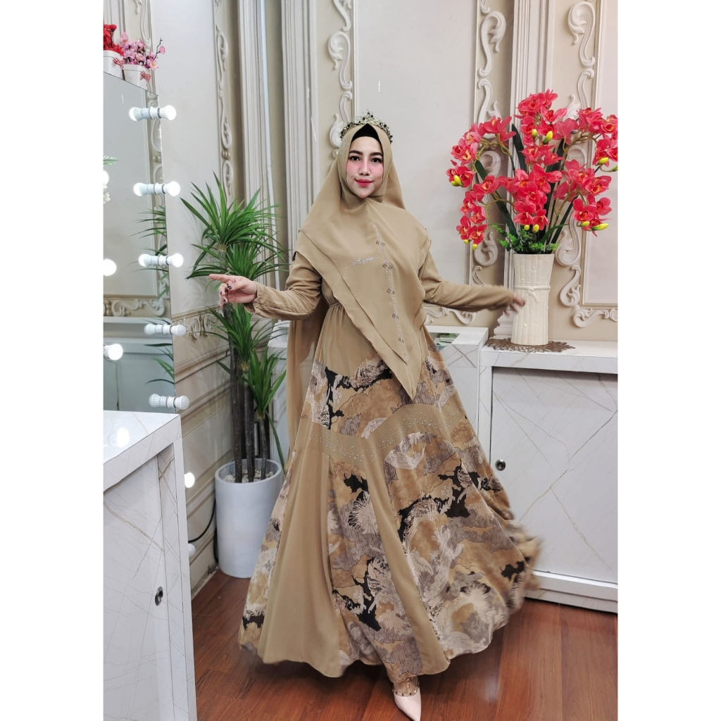 GAMIS SYARI MOTIF PREMIUM NIZAM SERIES BAHAN CERUTY BABYDOLL GAMIS MEWAH MOTIF