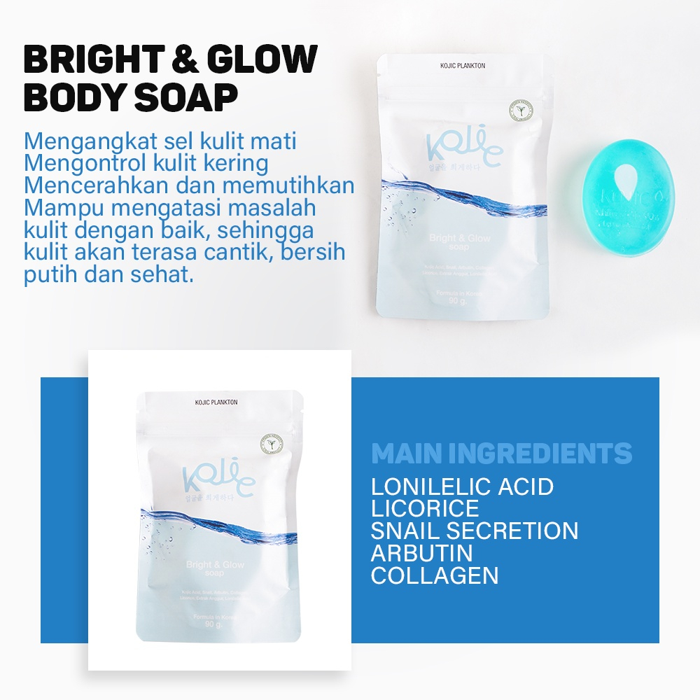 KOJIC PLANKTON Bright &amp; Glow Soap | Face Soap 40g &amp; Body Soap 90g | BPOM