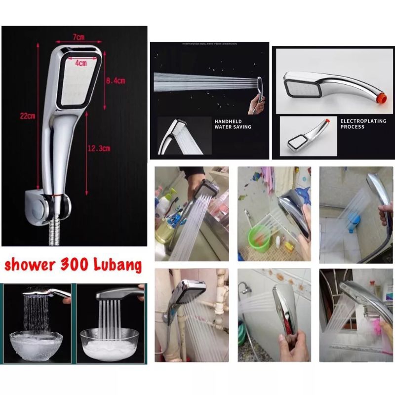 0KEPALA SHOWER 300 LUBANG SUPER BERTEKANAN SHOWER HEMAT AIR - GMT