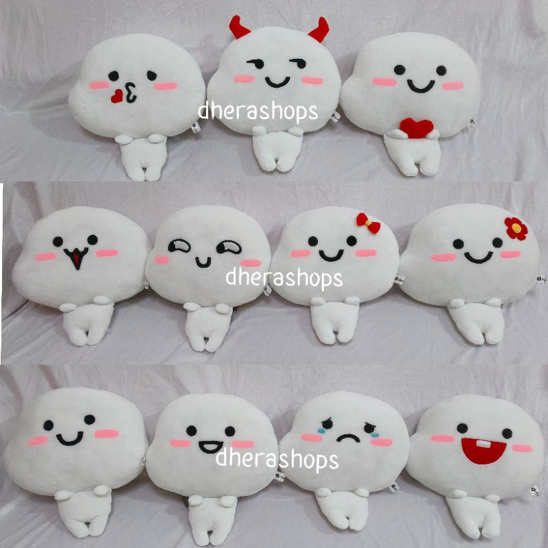 Boneka pentol / boneka Quby / boneka karakter lucu / boneka putih emoticon