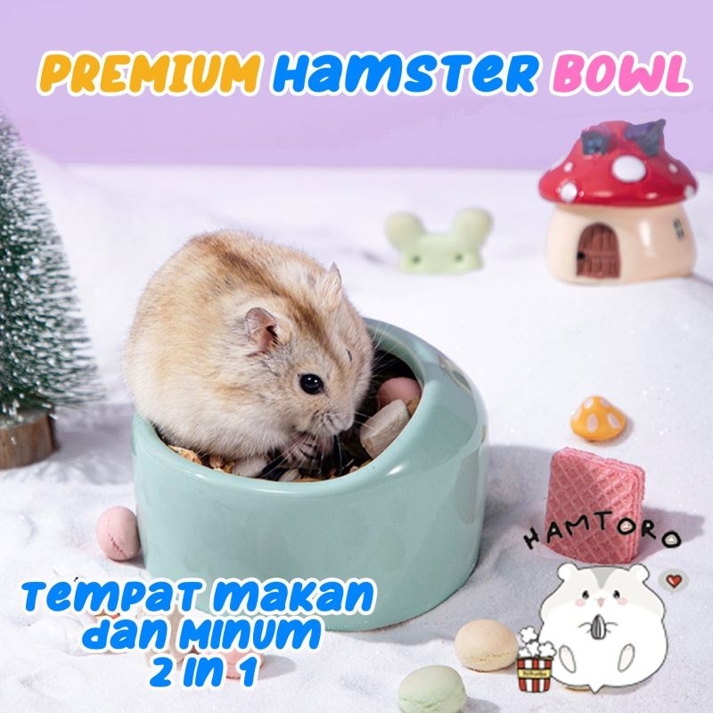 Premium Hamster Bowl Tempat Makan dan Minum 2 IN 1 Bahan Tebal Anti Tumpah Water Bowl