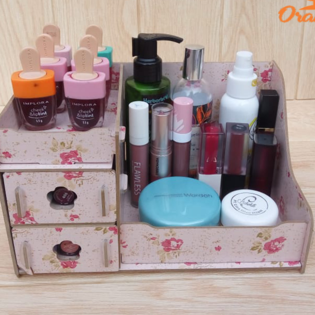 Rak Kosmetik Mini Bahan Kayu Tempat Cosmetic Storage Mini Rack Rak Tempat Makeup