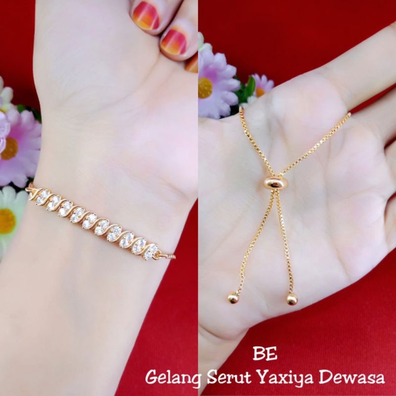 gelang serut segi zicron lapis emas 18k