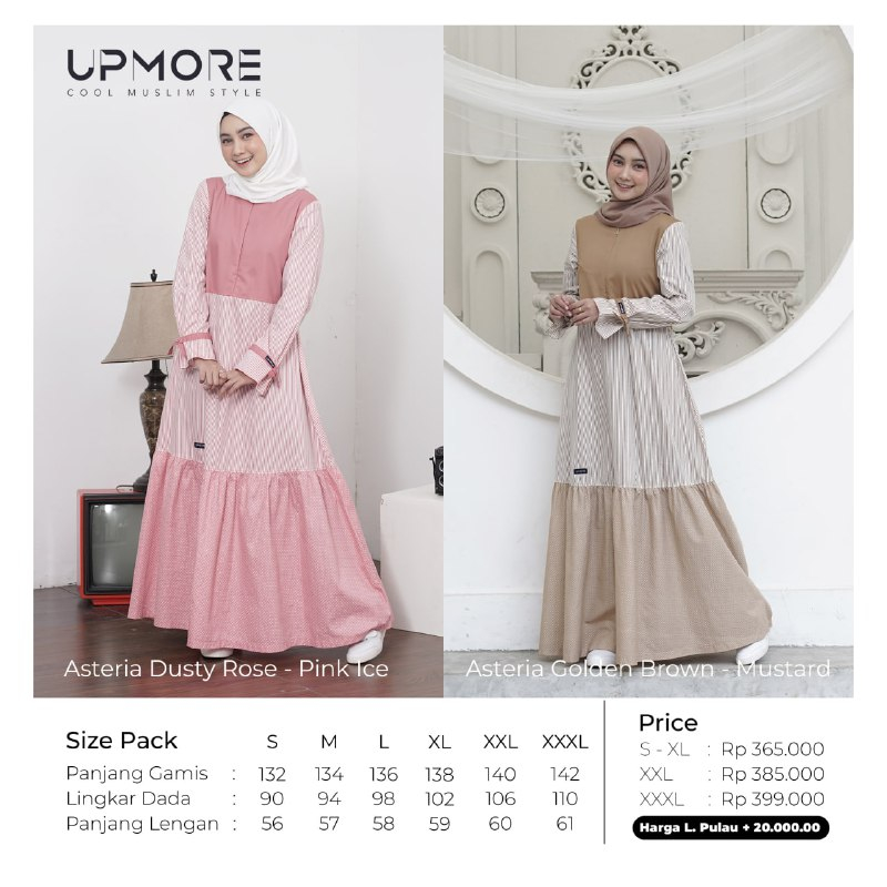 COD Gamis Katun Remaja UPMORE ASTERIA Golden Brown I Dusty Rose ORIGINAL I BEKASI