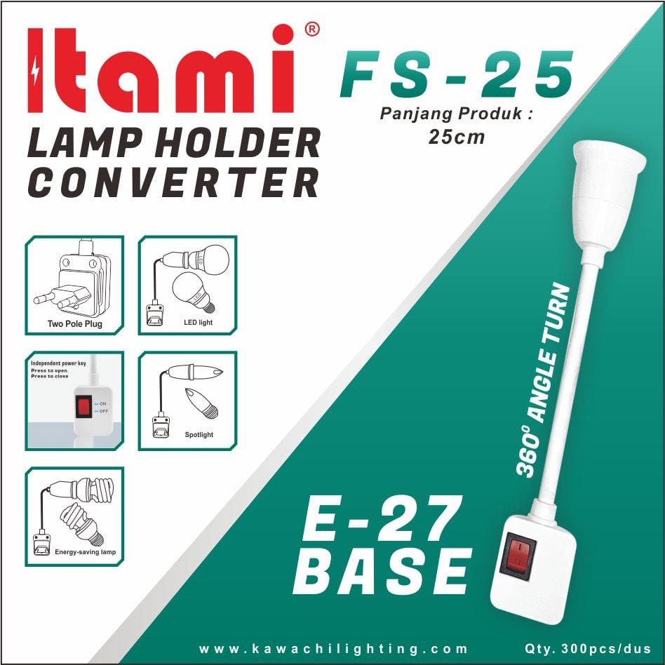 FITING LAMPU 25CM / LAMP HOLDER EXTENSION / FITING LAMPU MERK ITAMI FS-25