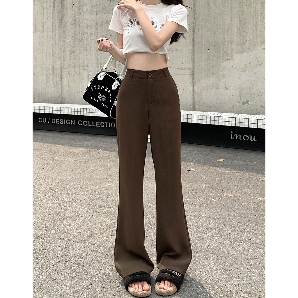 EUNII Korean Style Celana Flare Stretch Wanita Highwaist Jens