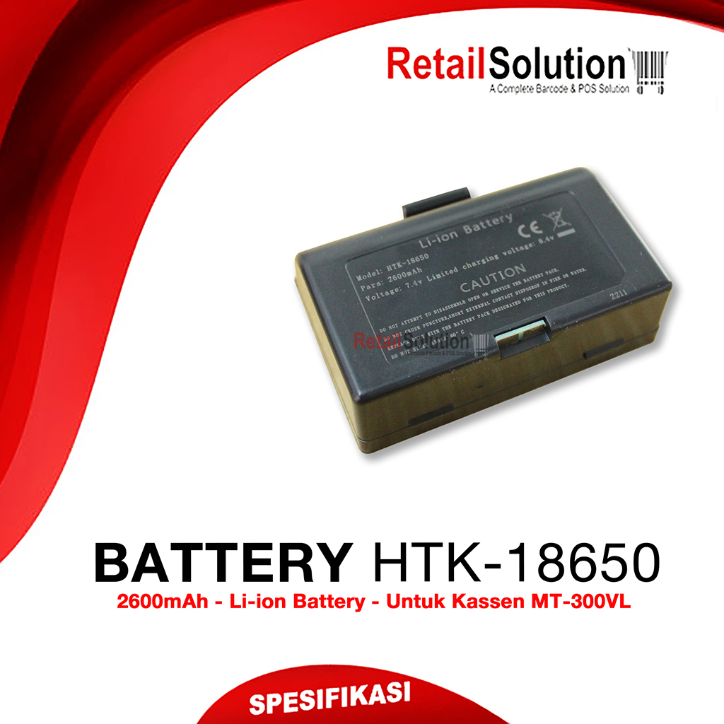 Battery Baterai Printer Label HTK-18650 for Kassen MT300VL MT-300VL