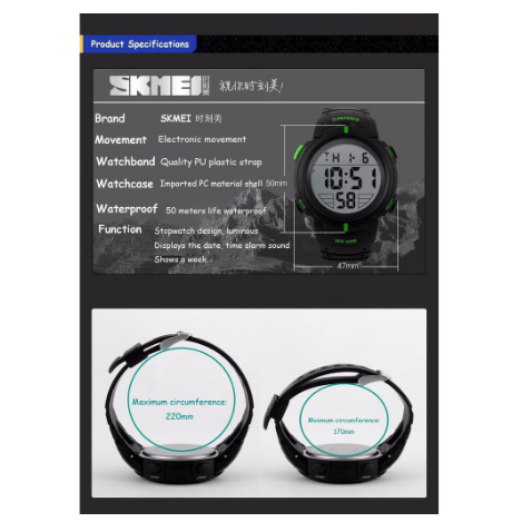 SKMEI 1068 Original Jam Tangan Pria Fashion Sport Digital Anti Air 50 M Renang