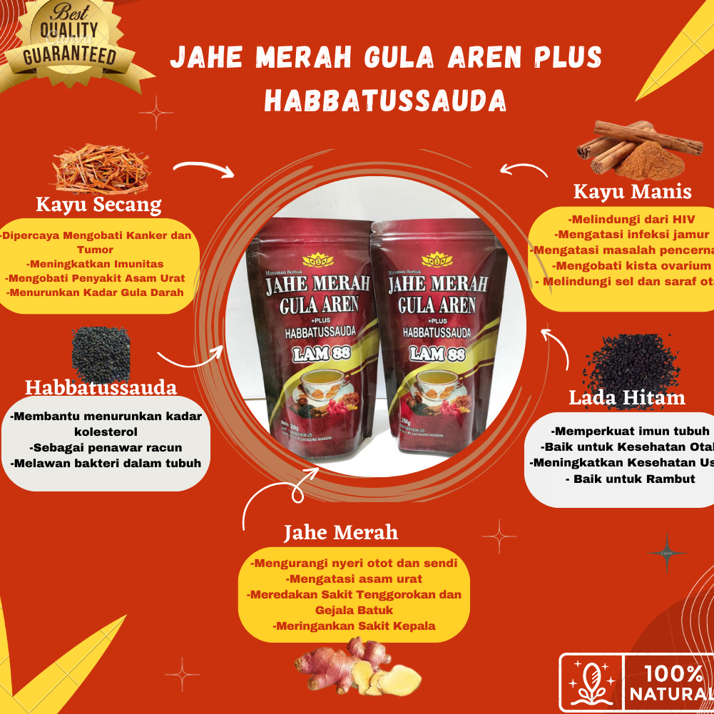 Jahe Merah Gula Aren Plus Habbatussauda 100% ORIGINAL