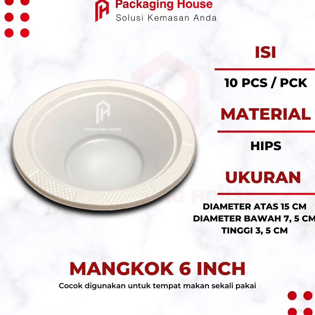 Mangkok Plastik 6 | Mangkok Plastik Ukuran M | Mangkok Plastik 6 Inch |