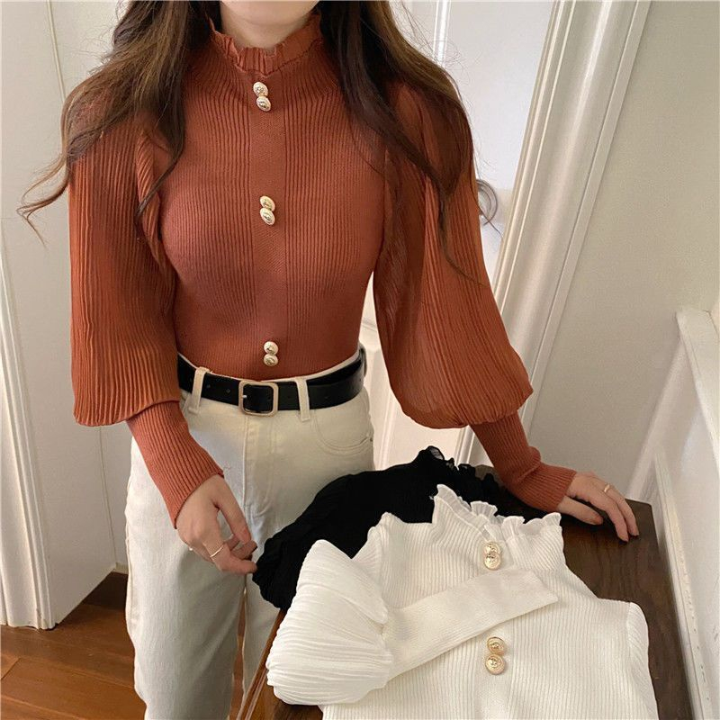 【 Bra Mall 】BJ-062 Turtleneck Korean Style Atasan Rajut Import Lengan Panjang Mewah dan Elegan | Atasan Turtleneck Korean Style