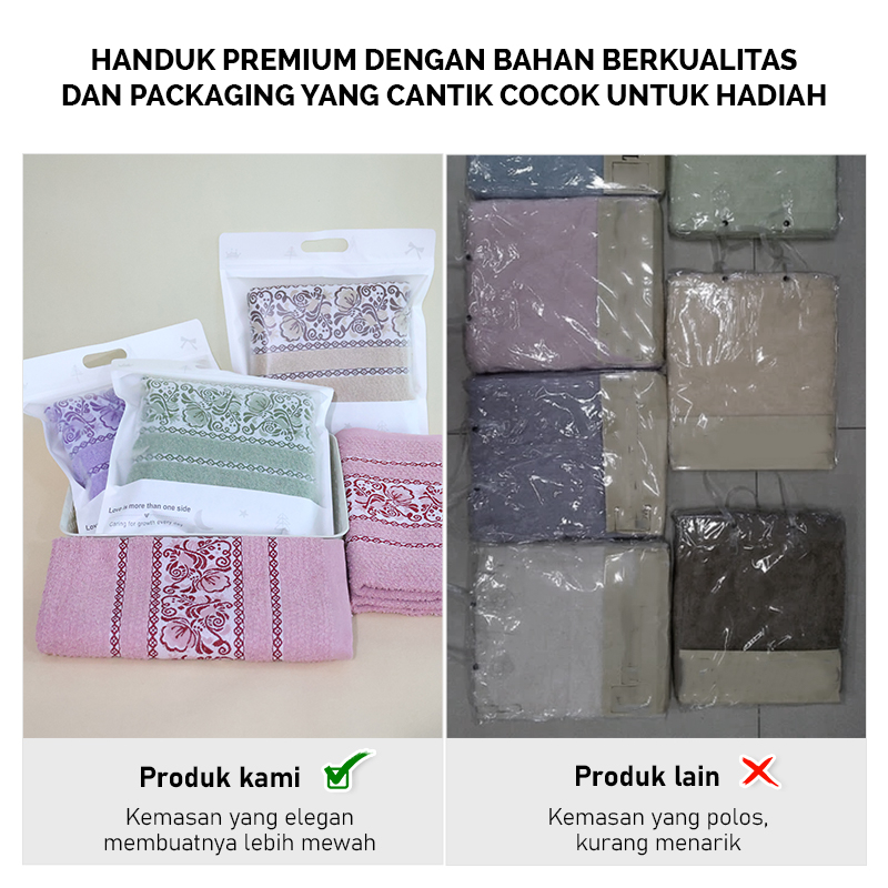 Handuk Mandi Kemasan Premium Motif Cantik Daya Serap Tinggi Tebal &amp; Lembut High Quality -J3A2