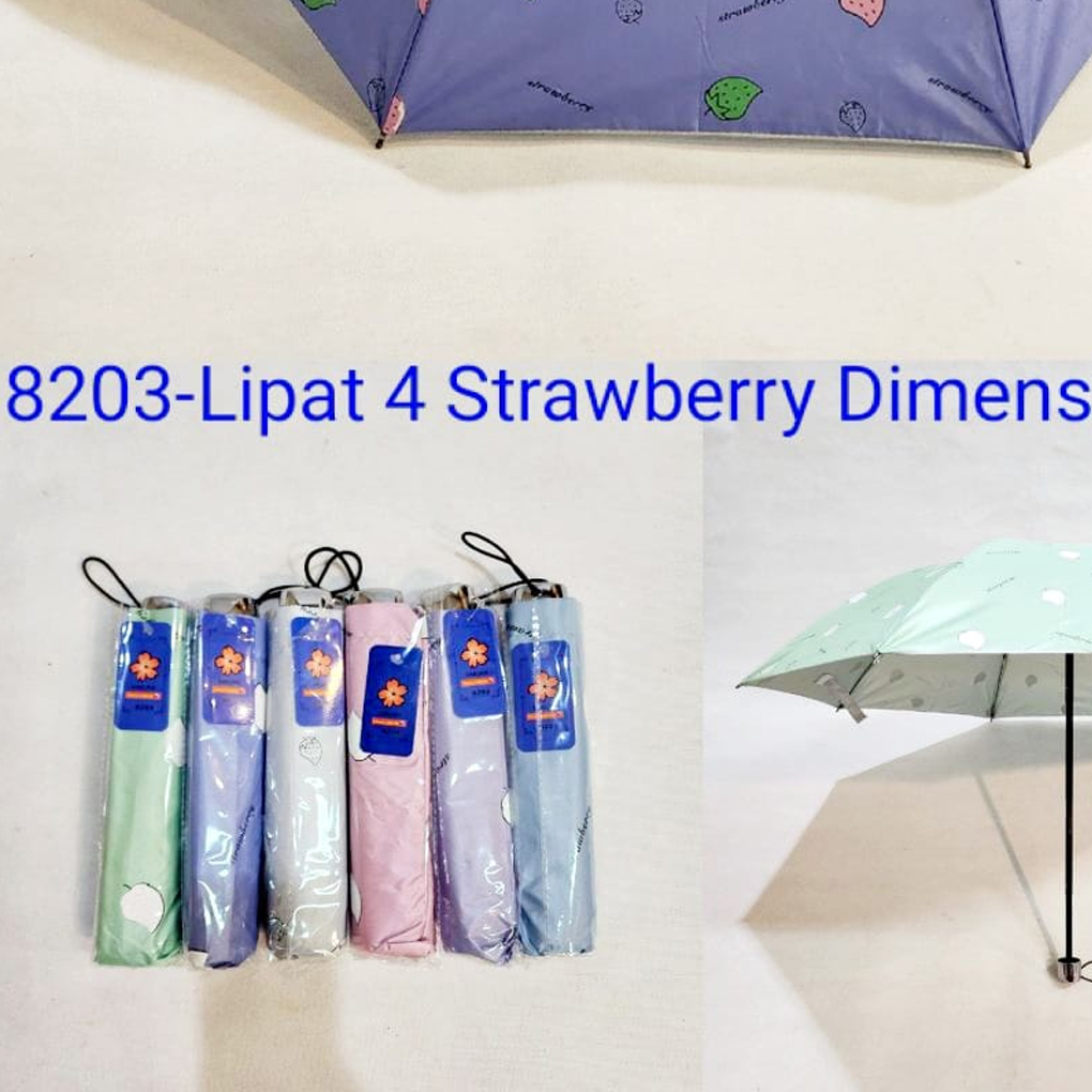 FELWINSHOP 3D Payung Lipat Magic Umbrella Dimensi Motif Strawberry ANTI UV