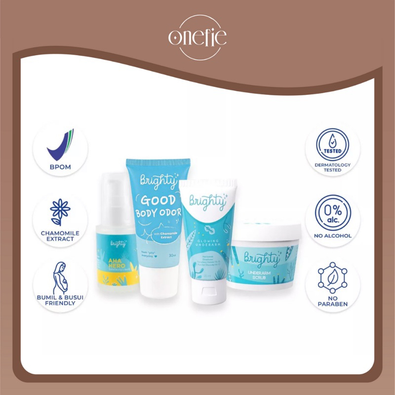 [ READY STOCK ] BRIGHTY GLOWING UNDERARMS | BRIGHTY GEL | SCRUB | AHA HERO | DEO SERUM |  MENCERAHKAN LIPATAN HITAM