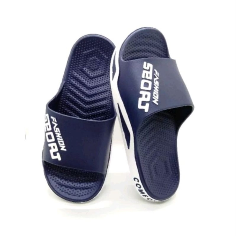 SANDAL SELOP IMPORT PRIA SANDAL KARET KEKINIAN-Navy