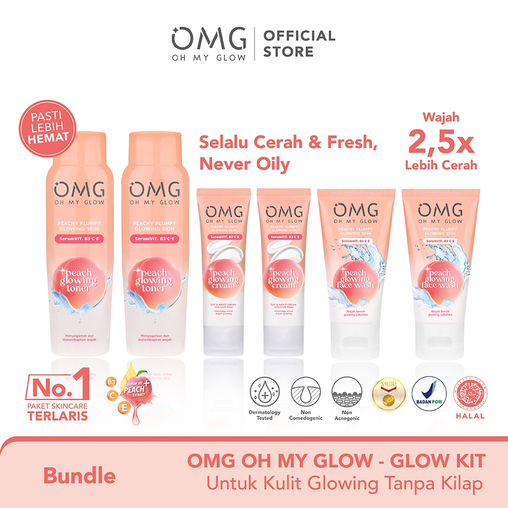 OMG Oh My Glow Peach Glowing Cream 25 gr - Moisturizer Pelembab Wajah Untuk Wajah Lebih Cerah &amp; Glowing