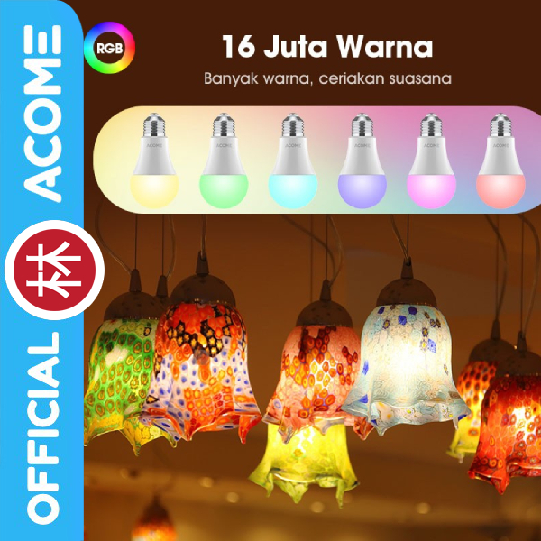 Acome AL02B 9W Smart Light Bulbs RGB Lamp LED Lampu Bohlam with Apps