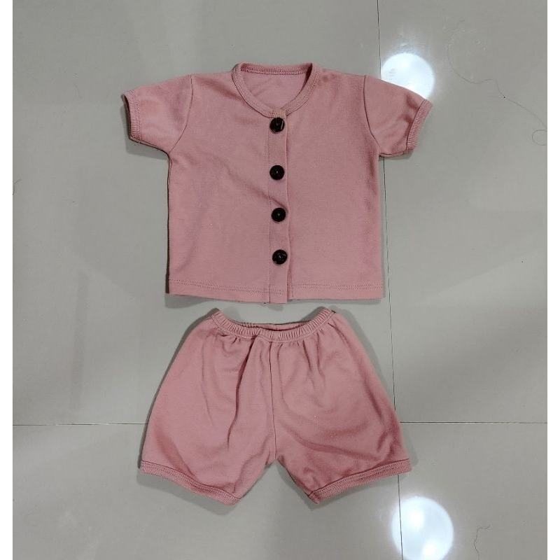 Winteku setelan bayi lengan pendek celana pendek tangan pendek baju bayi biru hijau oren kuning unis