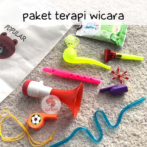 Zoetoys Paket Terapi Wicara | Stimulasi Oromotor Oral Motor Motorik Speech Delay Anak | Mainan Tiup Peluit Terompet Seruling Sedotan Kincir | Mainan Edukasi Anak