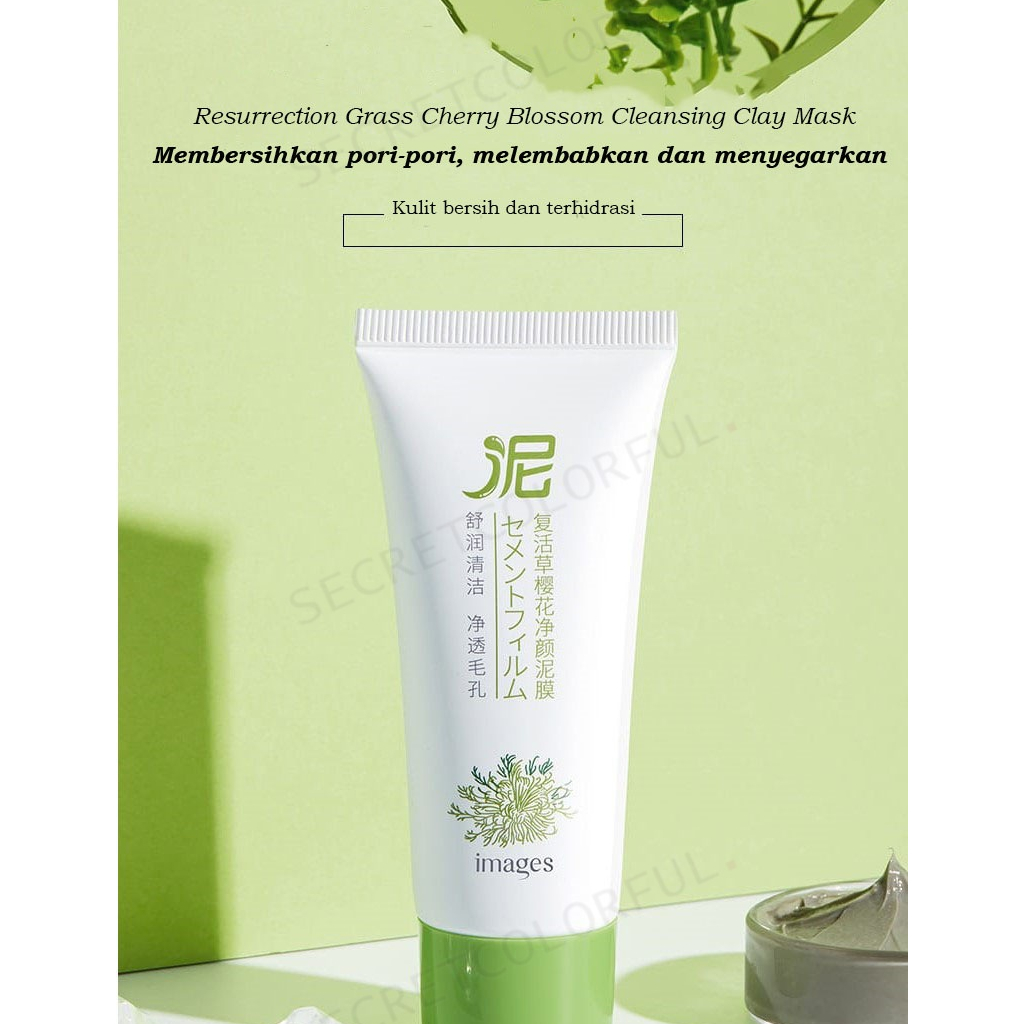 IMAGES Resurrection Glass Cherry blossoms Mud Mask Masker Wajah Masker Lumpur（ melembabkan kulit, membersihkan pori pori, menghilangkan komedo, bintik putih, dan minyak )