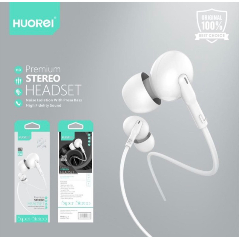 HUOREI Stereo Earphone E6 With MIC - Headset Stereo E6 -