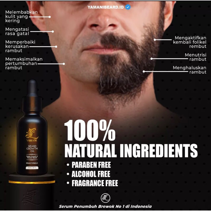 Yamani Beard Growth Oil 30 ml - Mempercepat pertumbuhan, mengurangi kerontokan, melebatkan, menutris