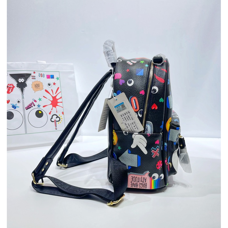 Tas Ransel Wanita Fichy Eye Theme Printed 3 Ways Backpack -1558#