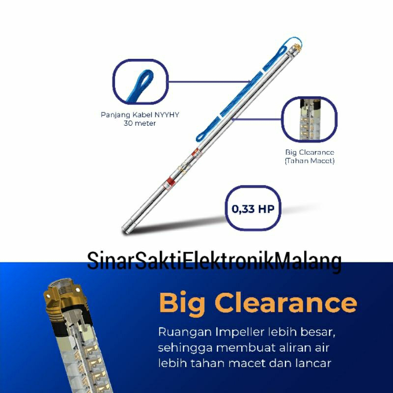 Pompa Air Shimizu Sumur Dalam Submersible Celup SPG07 232 k Bit SPG07-232K 232K Sinarsaktimalang Malang Sinar Sakti