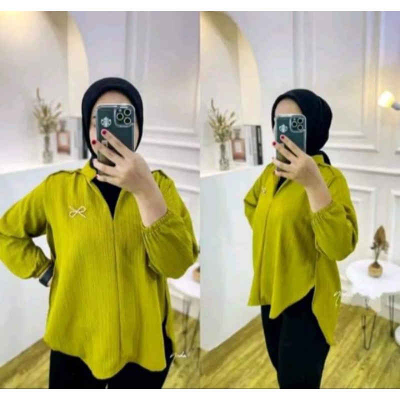 Kemeja Blouse Wanita Lady Crush / Kemeja Style Korea / Atasan Oversize Wanita