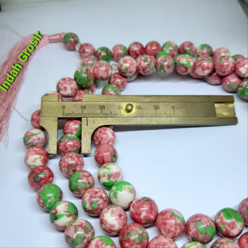 Tasbih batu pirus pink jumbo 12mm 99butir