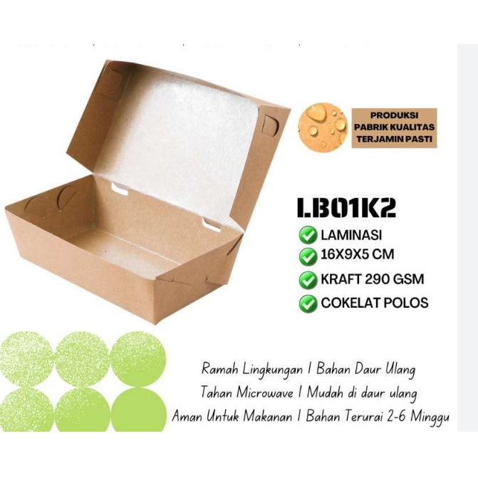 

Paper lunch box/ rice box (16x9x5 cm) laminasi tebal 290gr