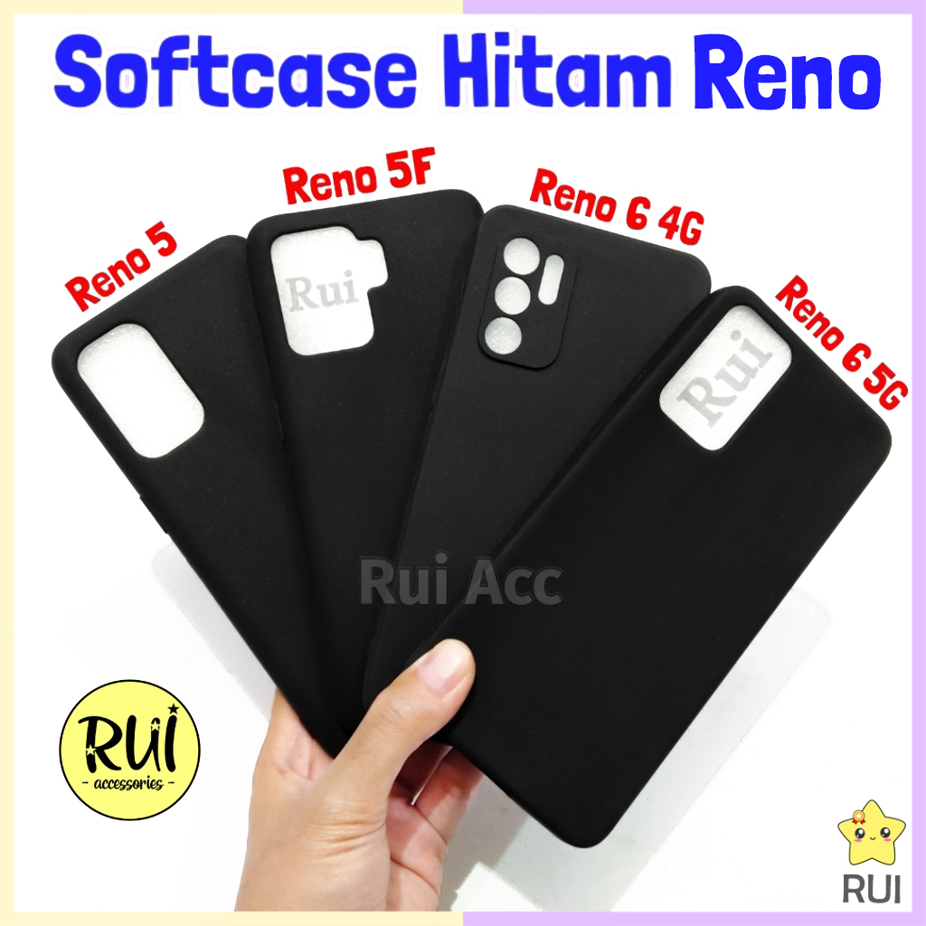 Softcase Hitam Polos Oppo Reno 5 5F 6 4G 5G Case Black Matte Silikon Lentur RUI ACC