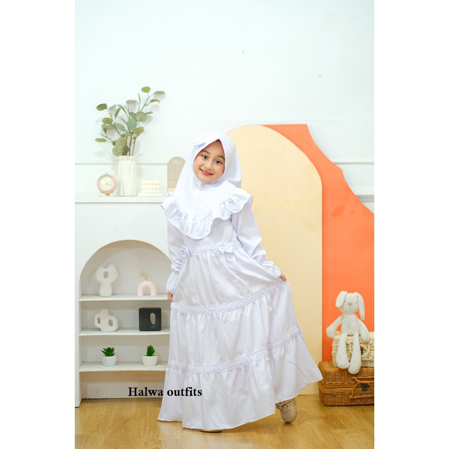 FREE JILBAB Gamis NAZWA KIDS Model Terbaru 2022 Modern Gamis Anak Putih Terbaru Kekinian Muslim Anak Perempuan Baju Muslim Anak Gamis H47
