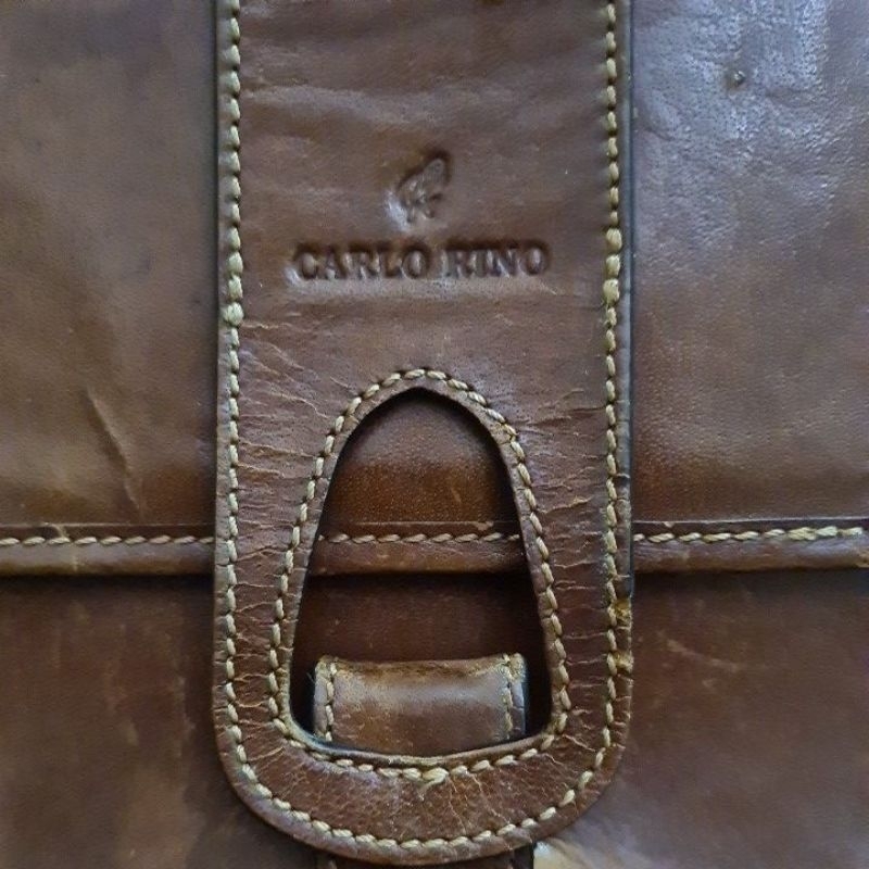 LEATHER BAG CARLO* AUTH