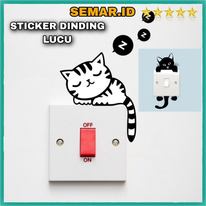 Stiker Dinding Lucu Sleeping Cat Wallpaper